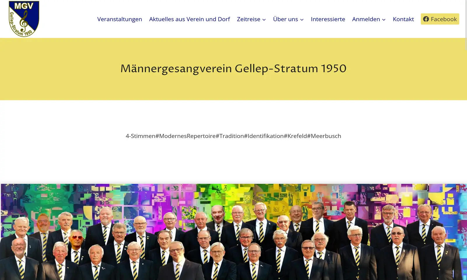 Screenshot von der Webseite "MGV Gellep-Stratum 1950"