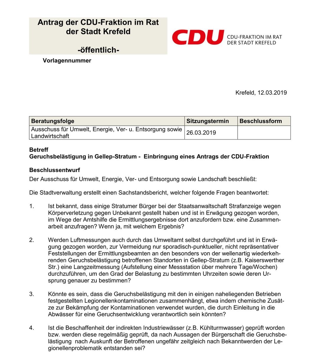 Antrag zur Prüfung der Geruchsbelästigung (CDU)