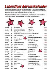 01.12.2019: Lebendiger Adventkalender 2019 - Die Liste Termine & Nachbarn 01.12.2019: Lebendiger Adventkalender 2019 - Die Liste Termine & Nachbarn