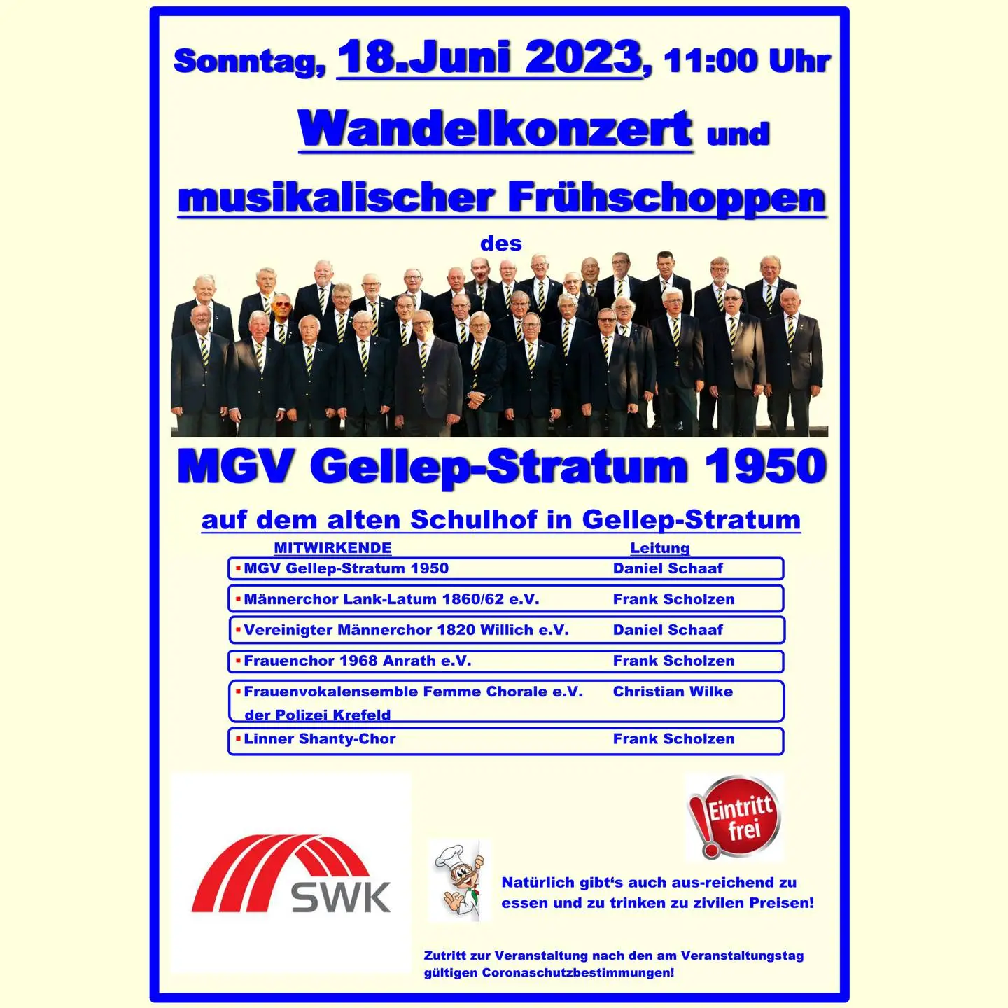18.06.2023: Plakat des MGV 1950 mit dem Programm zum Wandelkonzert und musikalischem Frühschoppen 2023