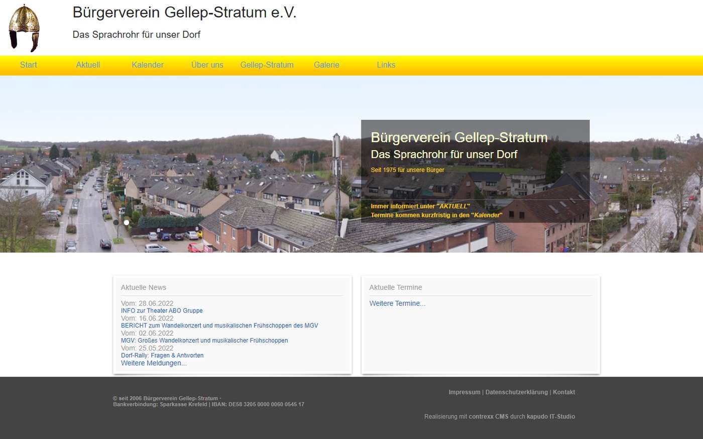 03.06.2012: Screenshot der neuen Webseite des Bürgerveein Gellep-Stratum 1975 e.V.