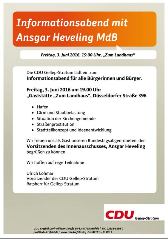 Plakat CDU Gellep-Stratum Informationsveranstaltung